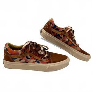 Vans Brown Orange Tyris Winter Camouflage Old Skool Sneakers | Women’s Size 8.5